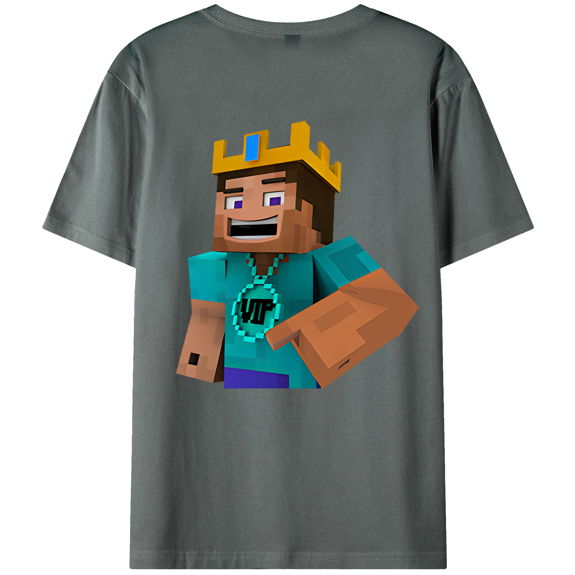 （画像用） マインクラフト ブロックの世界 Minecraft MC Block world 綿100％ メンズ半袖Tシャツ（バックプリント） 通気性